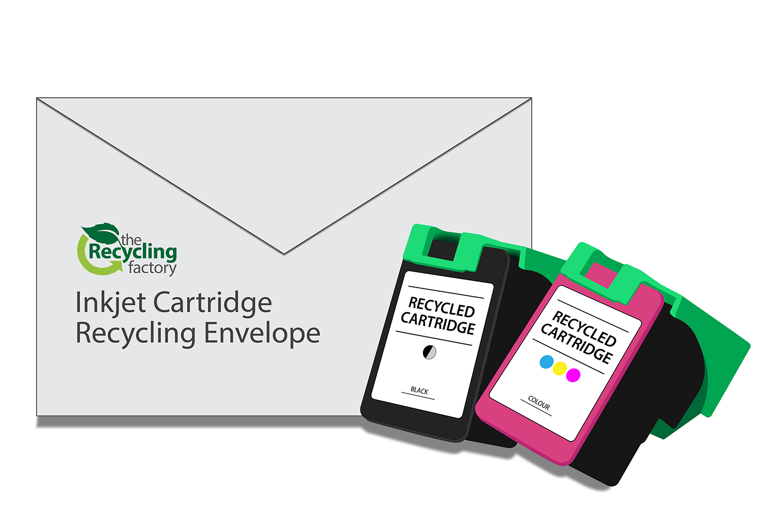 TRF prepaid inkjet cartridge recycling envelope with remanufactured cartridges